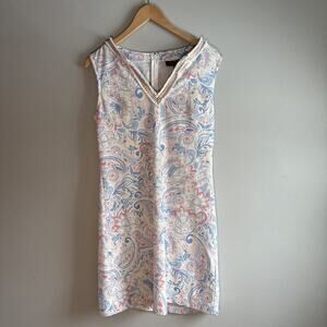 Laundry by Shelli Segal Women's Pink & Blue Floral V-Neck Sleeveless Dress Sz 6